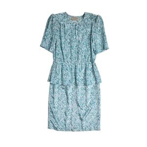 Vintage Pellini Petites Midi Dress 5-6 Blue Floral Women's‎